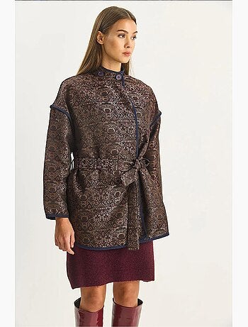 Veste oversize à motif jacquard et fermeture à boucle lucci