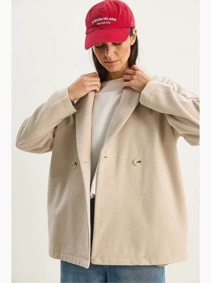 Veste oversize en gabardine avec fermeture boutonnée lucci Beige argile - Kiabi