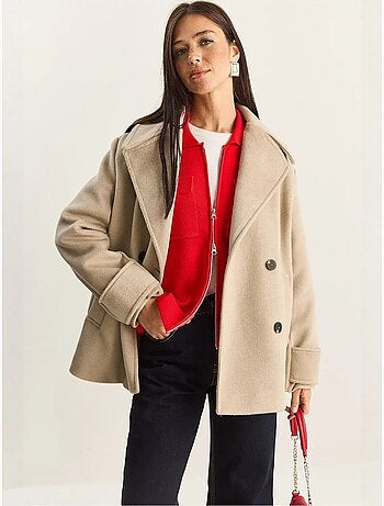 Veste oversize en gabardine boutonnée avec poches lucci