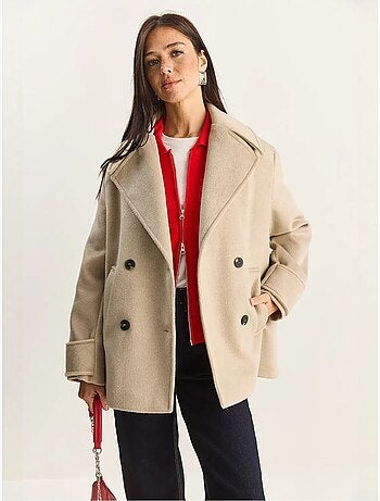 Veste oversize en gabardine boutonnée avec poches lucci
