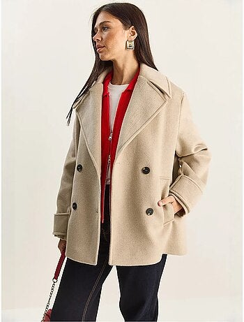 Veste oversize en gabardine boutonnée avec poches lucci