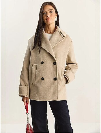 Veste oversize en gabardine boutonnée avec poches lucci