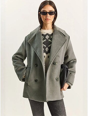 Veste oversize en gabardine boutonnée avec poches lucci