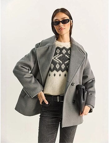 Veste oversize en gabardine boutonnée avec poches lucci
