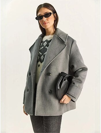 Veste oversize en gabardine boutonnée avec poches lucci