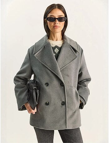 Veste oversize en gabardine boutonnée avec poches lucci