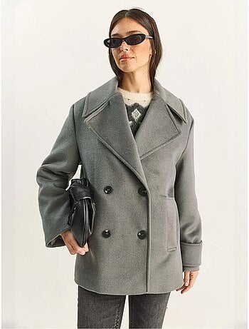 Veste oversize en gabardine boutonnée avec poches lucci