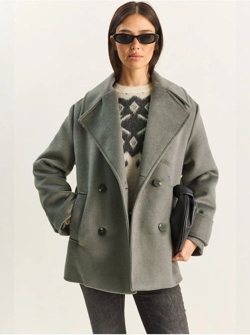 Veste oversize en gabardine boutonnée avec poches lucci - Kiabi Veste oversize en gabardine boutonnée avec poches lucci - Kiabi