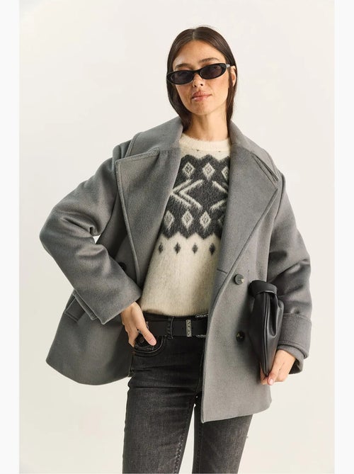 Veste oversize en gabardine boutonnée avec poches lucci - Kiabi Veste oversize en gabardine boutonnée avec poches lucci - Kiabi