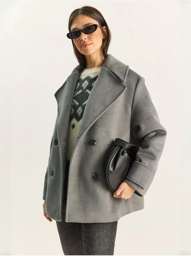 Veste oversize en gabardine boutonnée avec poches lucci Gris foncé - Kiabi
