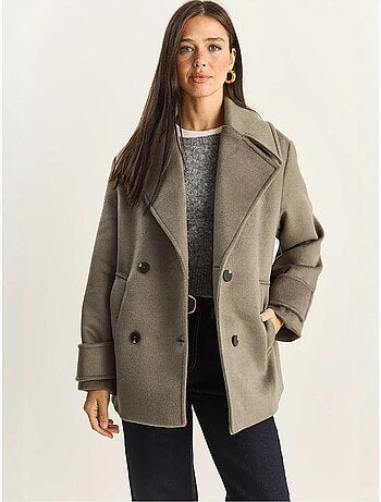 Veste oversize en gabardine boutonnée avec poches lucci