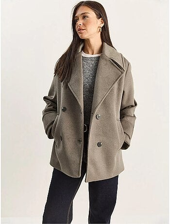 Veste oversize en gabardine boutonnée avec poches lucci