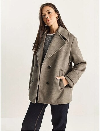 Veste oversize en gabardine boutonnée avec poches lucci