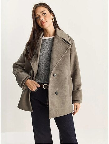 Veste oversize en gabardine boutonnée avec poches lucci