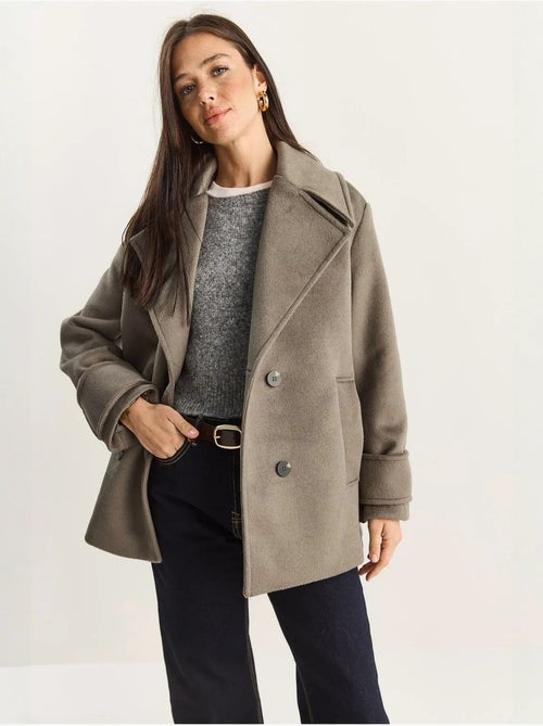 Veste oversize en gabardine boutonnée avec poches lucci - Kiabi