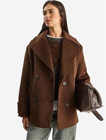 Veste oversize en gabardine boutonnée avec poches lucci