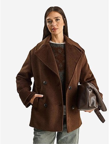 Veste oversize en gabardine boutonnée avec poches lucci