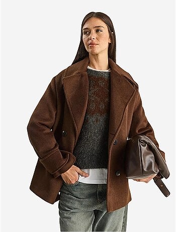 Veste oversize en gabardine boutonnée avec poches lucci