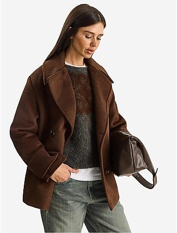 Veste oversize en gabardine boutonnée avec poches lucci