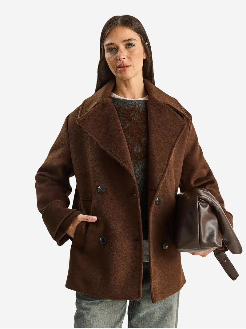 Veste oversize en gabardine boutonnée avec poches lucci Marron foncé - Kiabi