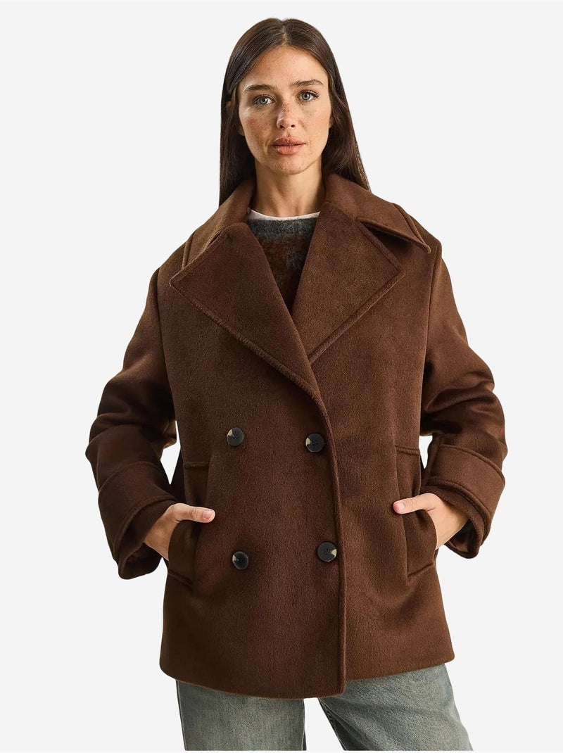 Veste oversize en gabardine boutonnée avec poches lucci Marron foncé - Kiabi