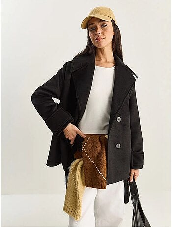 Veste oversize en gabardine boutonnée avec poches lucci