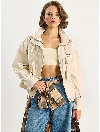 Veste oversize en gabardine de coton avec fermeture boutonnée lucci