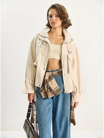Veste oversize en gabardine de coton avec fermeture boutonnée lucci