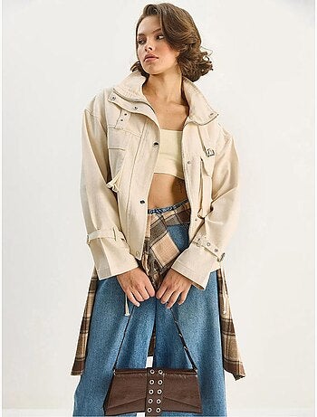 Veste oversize en gabardine de coton avec fermeture boutonnée lucci
