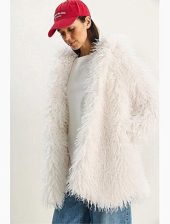 Veste oversize en maille peluche avec poche lucci