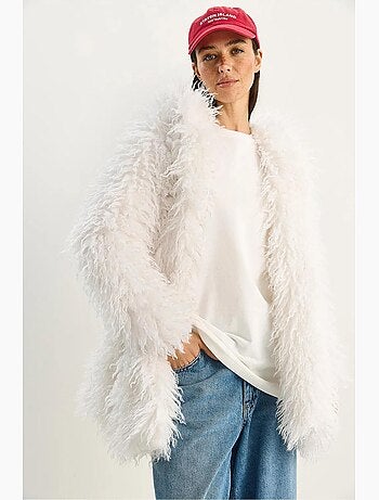 Veste oversize en maille peluche avec poche lucci