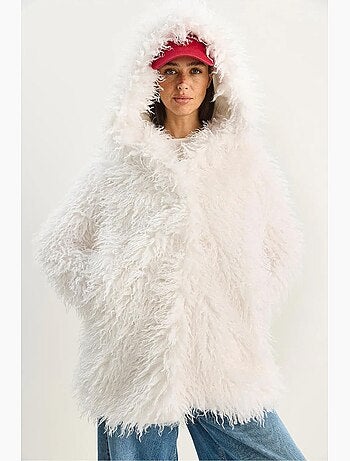 Veste oversize en maille peluche avec poche lucci