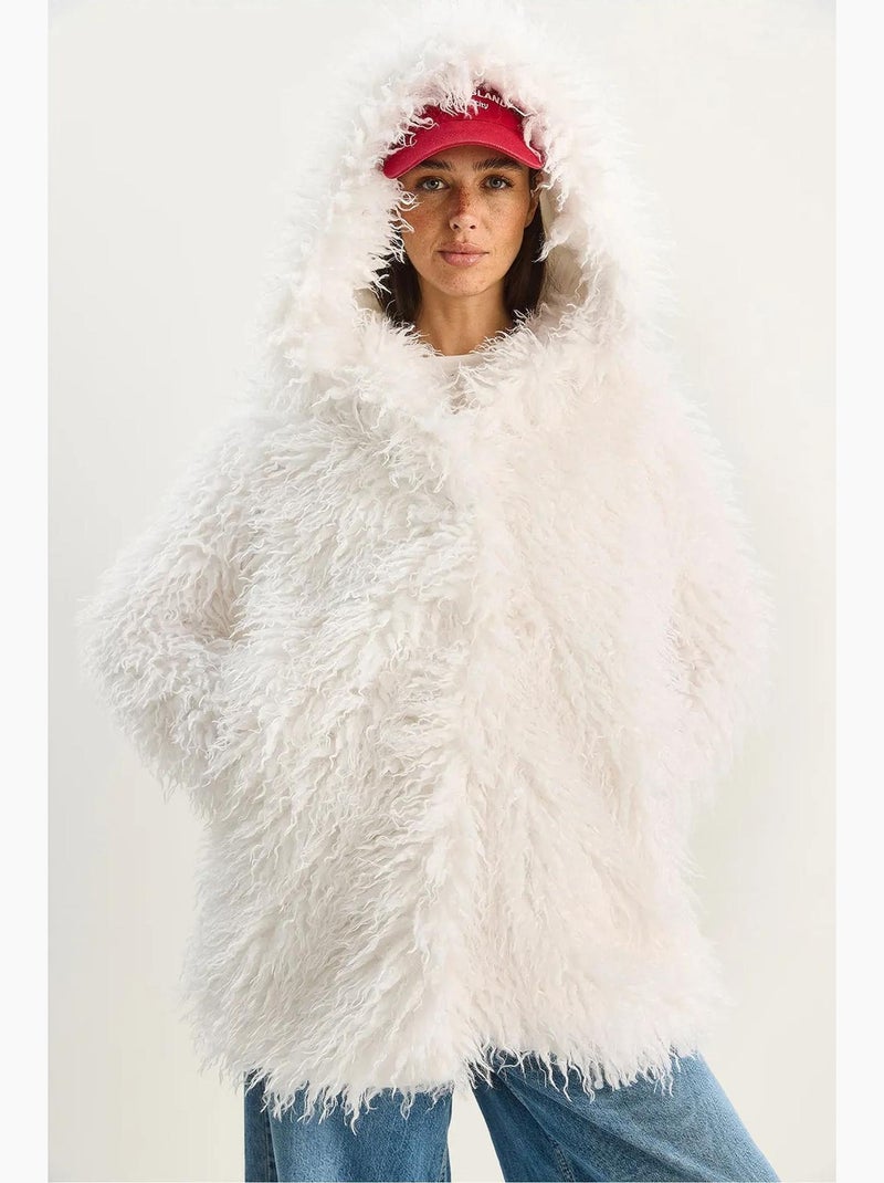Veste oversize en maille peluche avec poche lucci Blanc - Kiabi