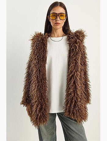Veste oversize en maille peluche avec poche lucci