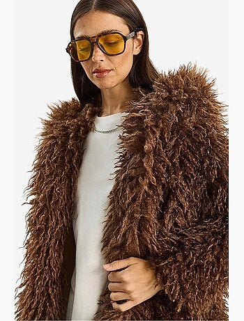 Veste oversize en maille peluche avec poche lucci