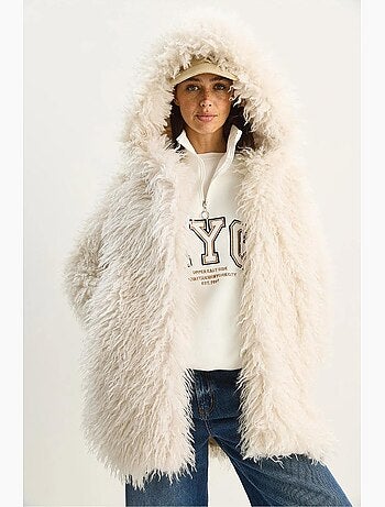 Veste oversize en maille peluche avec poche lucci