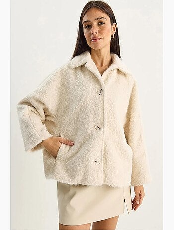 Veste oversize en peluche avec fermeture à boutons lucci