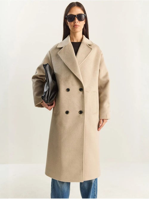 Veste oversize en peluche mélangée de coton boutonné lucci - Kiabi Veste oversize en peluche mélangée de coton boutonné lucci - Kiabi