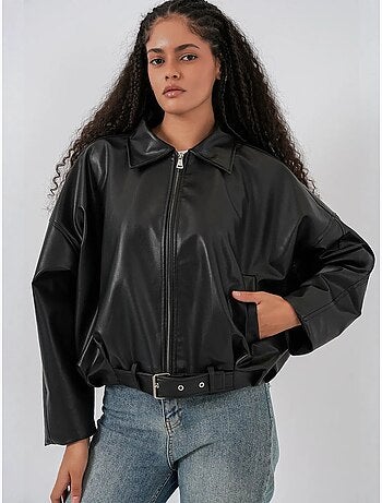 Veste oversize en simili cuir avec ceinture bdart