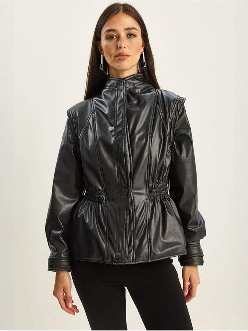 Veste oversize en similicuir avec col zippé lucci - Kiabi