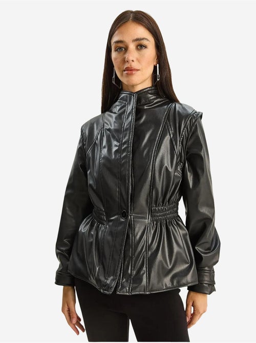 Veste oversize en similicuir avec col zippé lucci - Kiabi