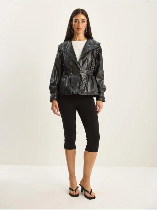 Veste oversize en similicuir avec col zippé lucci - Kiabi