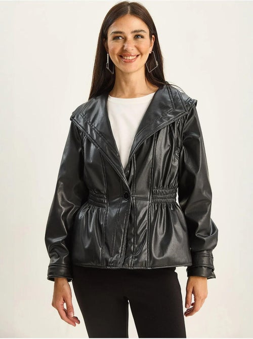 Veste oversize en similicuir avec col zippé lucci - Kiabi