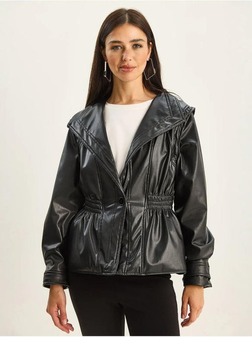 Veste oversize en similicuir avec col zippé lucci - Kiabi