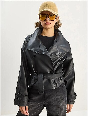 Veste oversize en similicuir avec fermeture boutonnée lucci