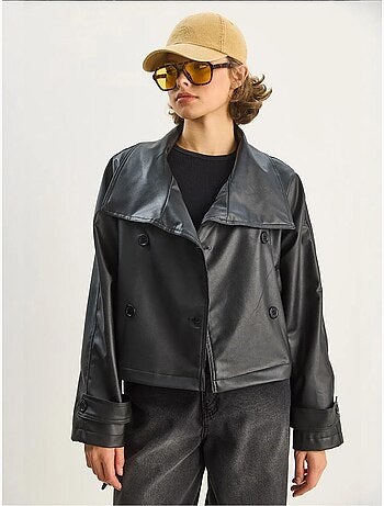 Veste oversize en similicuir avec fermeture boutonnée lucci