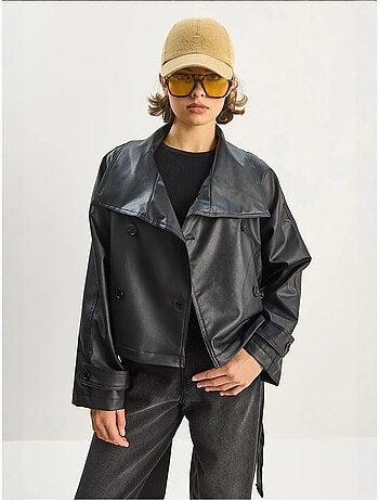 Veste oversize en similicuir avec fermeture boutonnée lucci