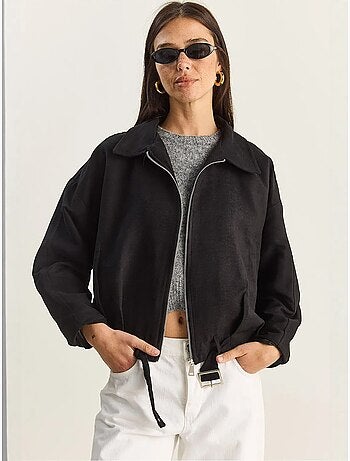 Veste oversize en similicuir avec fermeture éclair et poches lucci