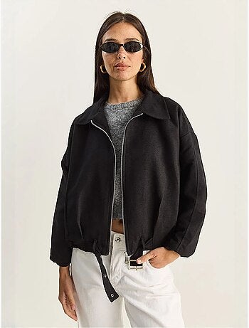 Veste oversize en similicuir avec fermeture éclair et poches lucci