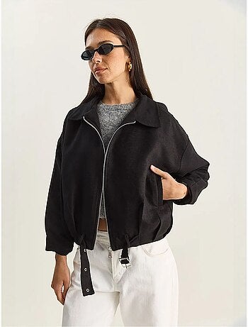 Veste oversize en similicuir avec fermeture éclair et poches lucci